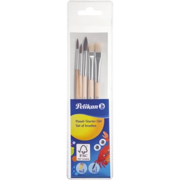 Pelikan 718163 Pensel för vatten- & oljefärg 5 delar Penselstorlek: 2, 4, 6, 10