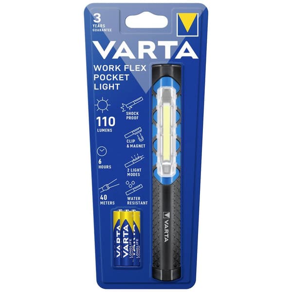 Varta 17647101421 Work Flex Pocket Light Pennlampa batteri LED 230 mm Grå, Blå