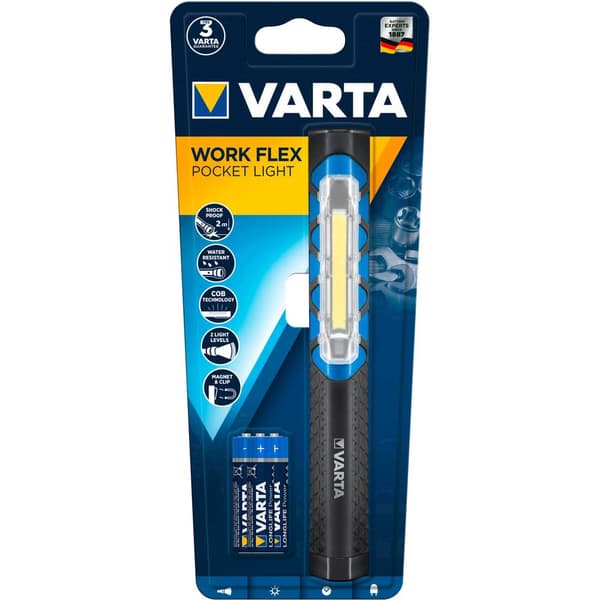 Varta 17647101421 Work Flex Pocket Light Pennlampa batteri LED 230 mm Grå, Blå