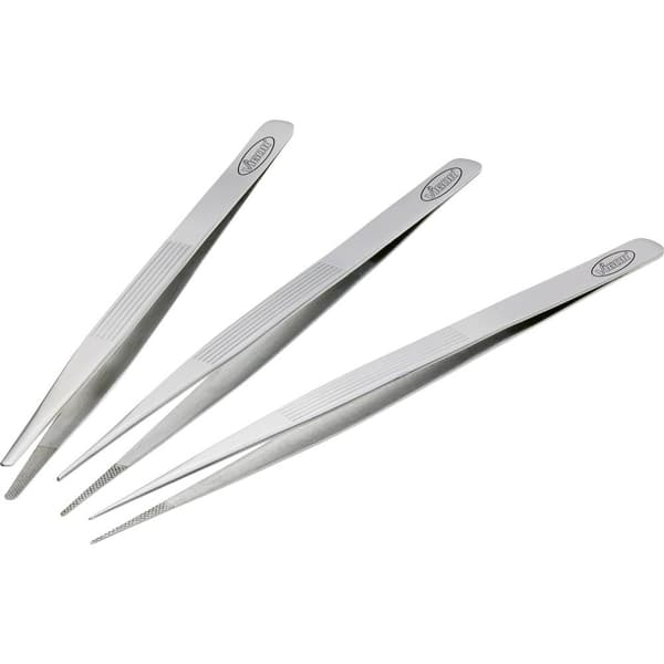 Vigor V1438 Pincett-set 3 delar Flat-rund, Trubbig, Spets