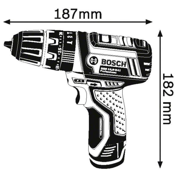 Bosch Professional GSB 12V-15 2-växel-Slagborrmaskin batteri inkl. 2x batterier