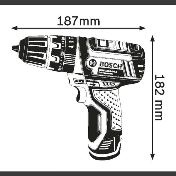 Bosch Professional GSB 12V-15 2-växel-Slagborrmaskin batteri inkl. 2x batterier