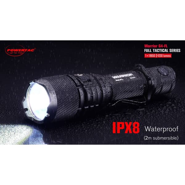 Powertac WAR-G4 FLW LED Ficklampa Uppladdningsbara batteri 4200 lm 152 g