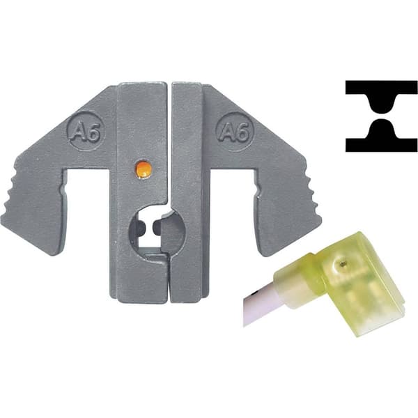 TOOLCRAFT PLE-0A6 Krympinsatser Isolerad flat kontakthylsa Crimp-område: 4.0 till 6.0 mm² Passar märke: TOOLCRAFT PZ-50