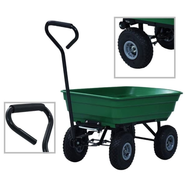 vidaXL vippelig havevogn 300 kg 75 l grøn