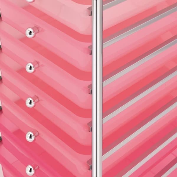 vidaXL Förvaringsvagn 10 lådor rosa plast