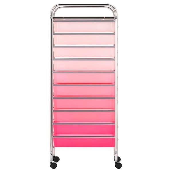 vidaXL 10 laatikon liikkuva säilytysvaunu ombre pinkki muovi