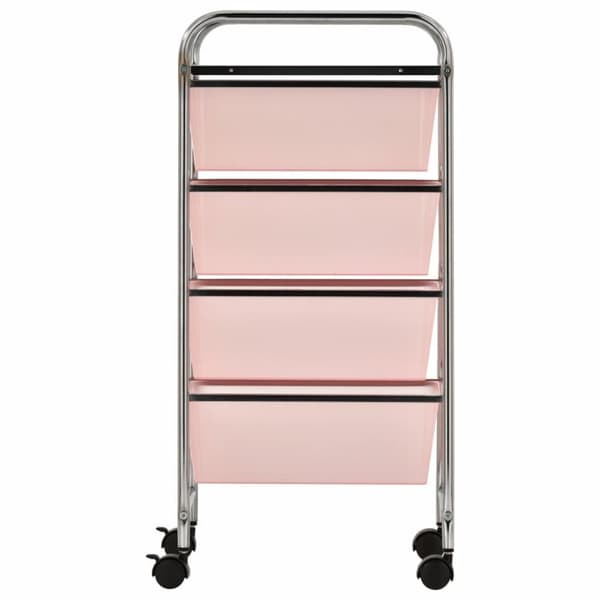 vidaXL 4 laatikon liikkuva säilytysvaunu pinkki muovi