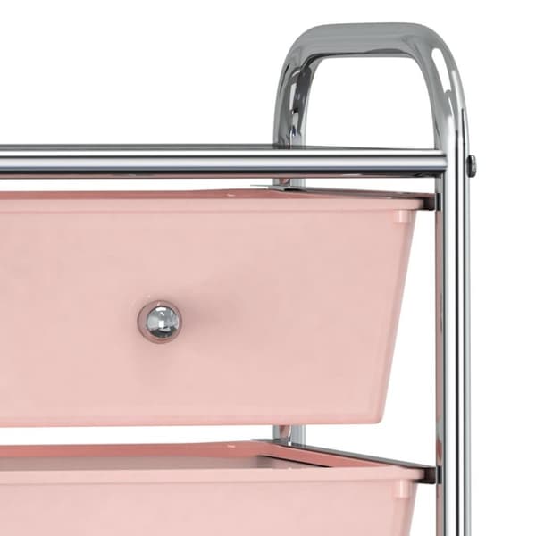 vidaXL Förvaringsvagn 4 lådor rosa plast