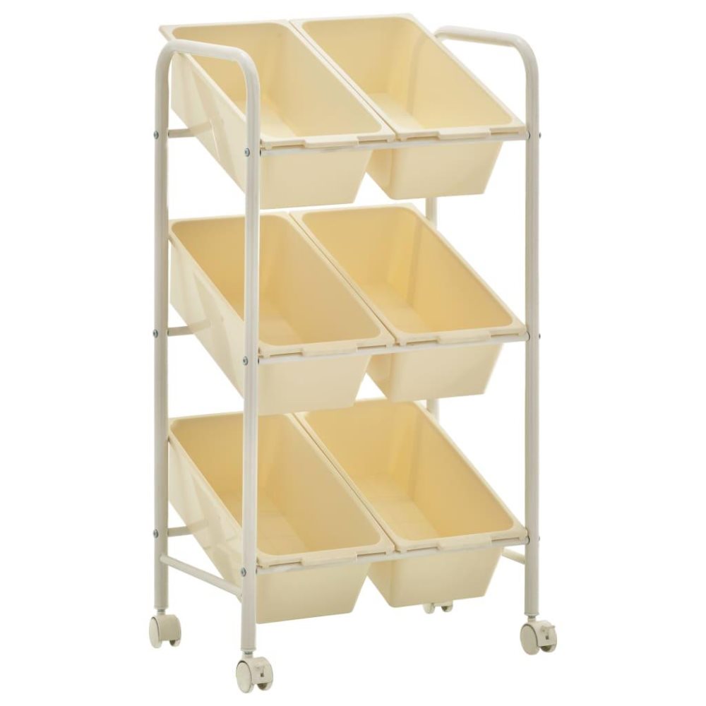vidaXL Förvaringsvagn 6 lådor vit plast