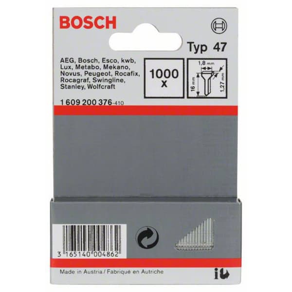 Søm type 47 1,8 x 1,27 x 16 mm 1000 stk Bosch Accessories 1609200376