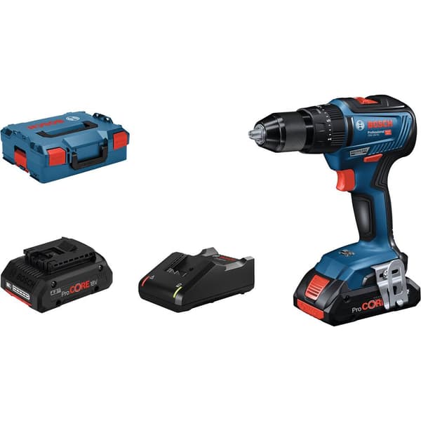 Bosch Professional GSB 18V-55 -Slagborrmaskin batteri inkl. väska, inkl. 2x batterier