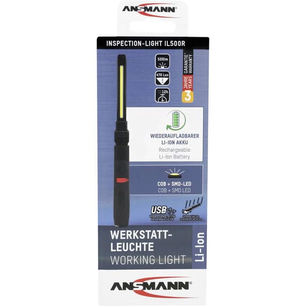 Ansmann 990-00111 Profi 500 LED Inspektionslampa för verkstad Uppladdningsbara batteri 5 W 500 lm