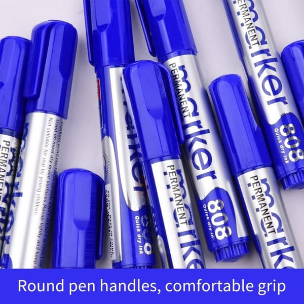 Blue Ink Permanent Marker Oil-Based Quick-dry Marker Pen Office School Stationery