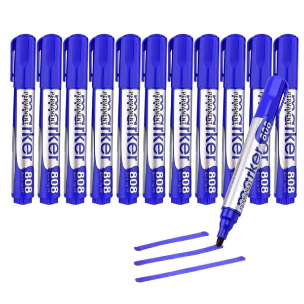 Blue Ink Permanent Marker Oil-Based Quick-dry Marker Pen Office School Stationery