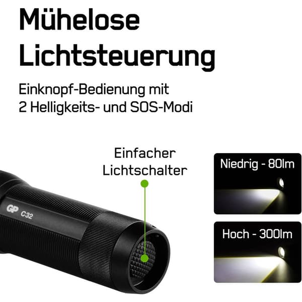 GP Discovery GPDISFLC32BK874 LED Ficklampa batteri 300 lm 15 h 120.5 g
