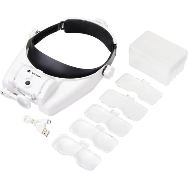 TOOLCRAFT TO-7440588 LED-huvudlampa med LED-belysning Förstoringsfaktor: 3.5 x, 2.5 x, 2.0 x, 1.5 x, 1.0 x Linsstorlek:
