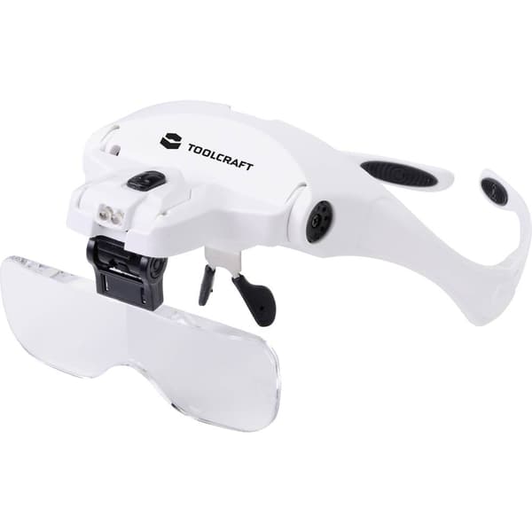TOOLCRAFT 2469761 Förstoringsglasögon med LED-belysning Förstoringsfaktor: 3.5 x, 2.5 x, 2.0 x, 1.5 x, 1.0 x Linsstorle