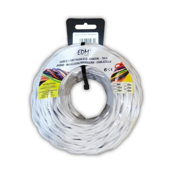 Kabel EDM 2 x 1,5 mm Hvid 25 m - Høj kvalitet hvid kabel til EDM, 25 meter lang