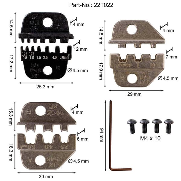 Quadrios 22T022 22T022 Reservbearbetningssats Ändhylsor, Flat kontakthylsa, Kontaktdon solcell 0.25 till 6 mm²