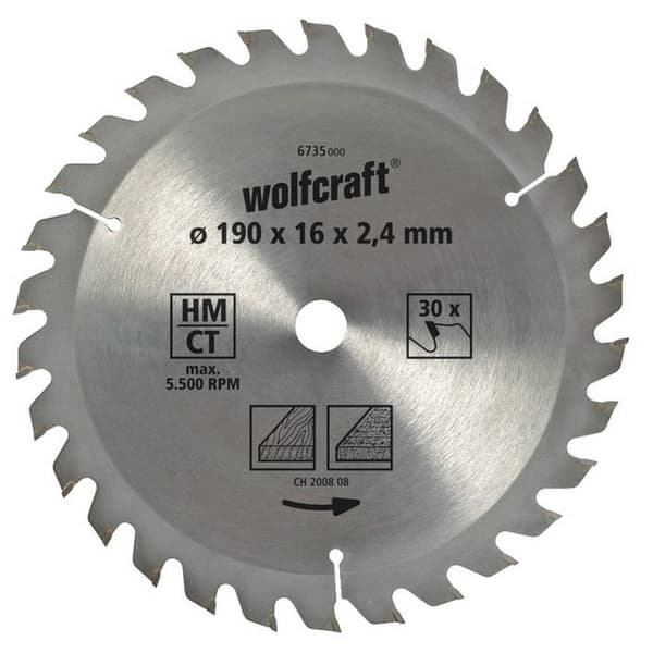 Skæreskive Wolfcraft 6733000 160 x 2,4 mm - Høj kvalitet skæreværktøj til træbearbejdning med dimensioner på 160 x 2,4 mm.