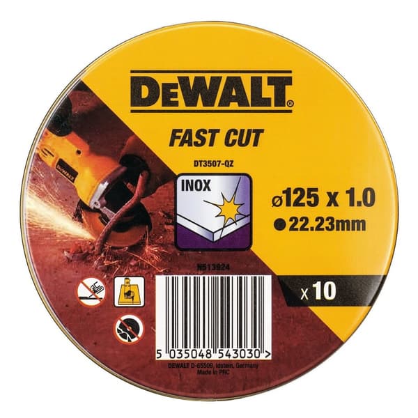Dewalt Skæreskive Fast Cut dt3507-qz 10 stk 115 x 1 x 22,23 mm - Høj kvalitet skivedisk til effektivt arbejde.
