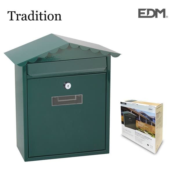 Grøn Stålpostkasse - Traditionelt Design (26 x 9 x 35,5 cm)