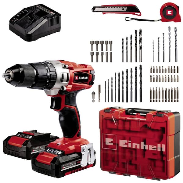 Einhell Power X-Change TE-CD 18/2 Li-i +64 (2x2,0 Ah) 2-växel-Slagborrmaskin batteri inkl. 2x batterier