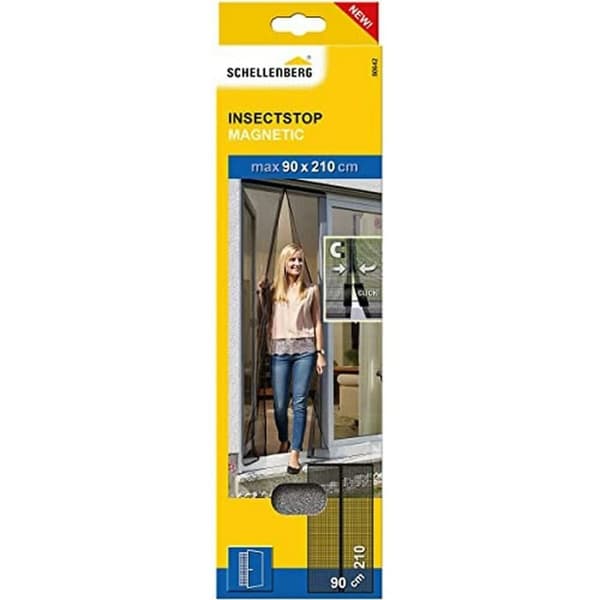 Magnetisk insektsnät 90 x 210 cm i antracitgrå glasfiber - Effektivt skydd mot insekter med Schellenberg Dörrar.