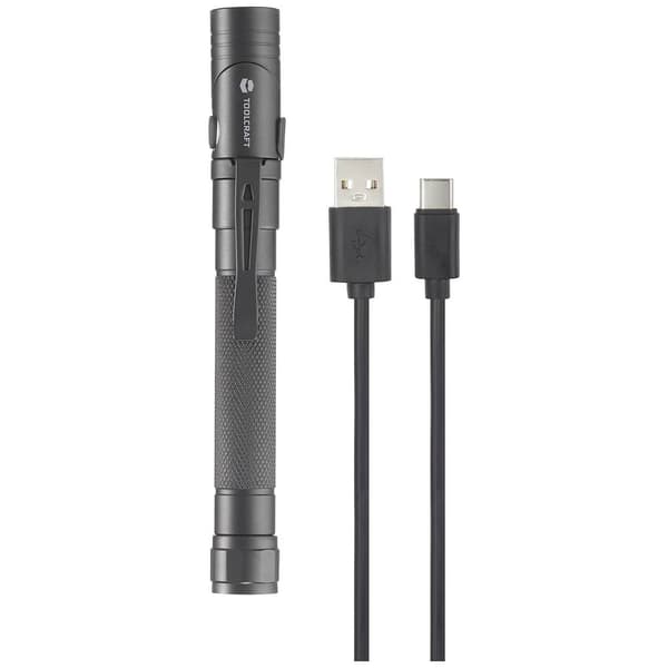 TOOLCRAFT 2-in-1 SMD LED Ficklampa med stroboskopläge, med USB-gränssnitt, justerbar, med bältesclip Uppladdningsbara b