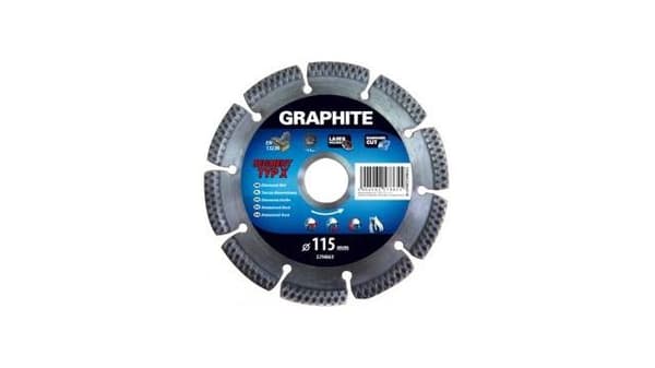 Grafit diamantskive 115x22x8,0x2,2 mm, segmenttype X, laserbehandlet, hårde materialer Mpa En13236