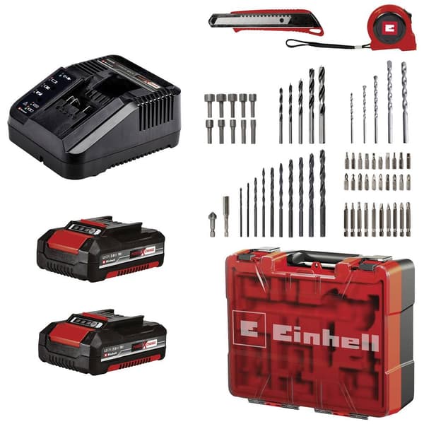 Einhell TE-CD 18/40 Li-i +64 (2x2,0Ah) 2-växel-Slagborrmaskin batteri inkl. 2x batterier, inkl. laddare, inkl. väska
