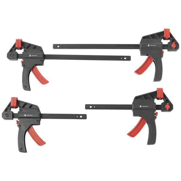 TOOLCRAFT TO-7870761 Enhandsspänntving, 4-pack (15 cm & 30 cm) Spännvidd (max.):300 mm Mått - Längd: 300 mm, 450 mm Gap