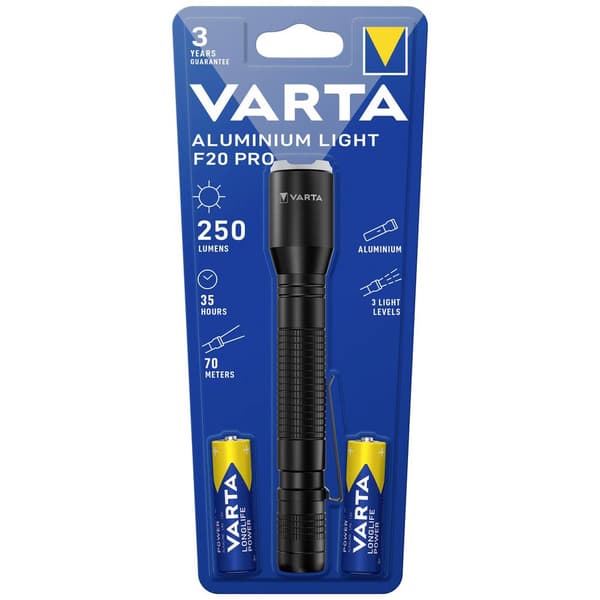 Varta Aluminium Light F20 Pro LED Ficklampa batteri 250 lm 35 h