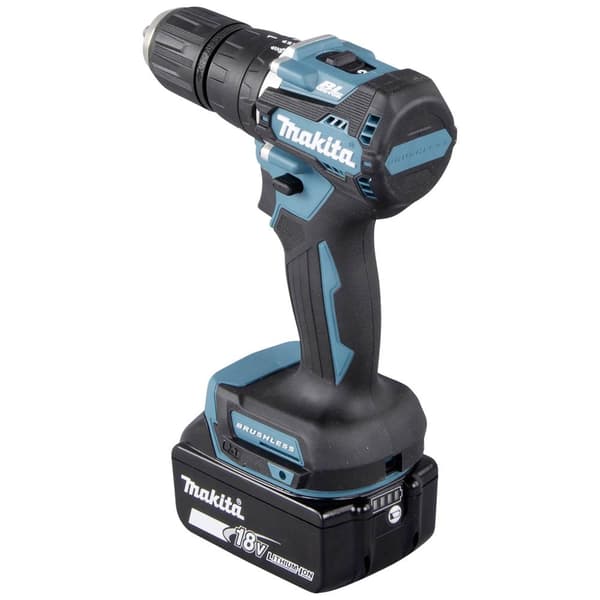 Makita DHP487RAJ -Slagborrmaskin batteri borstfri, inkl. 2x batterier, inkl. laddare, inkl. väska