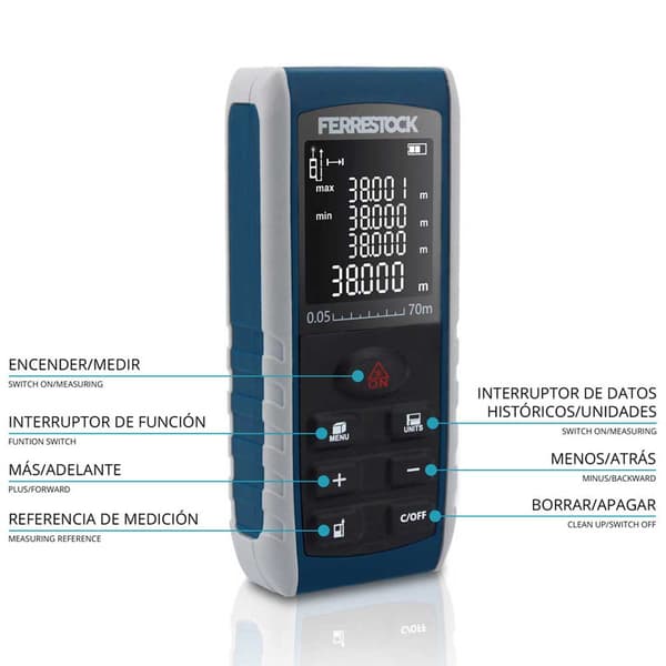 Ferrestock Laser Avståndsmätare Fskldm070 70 M Silver