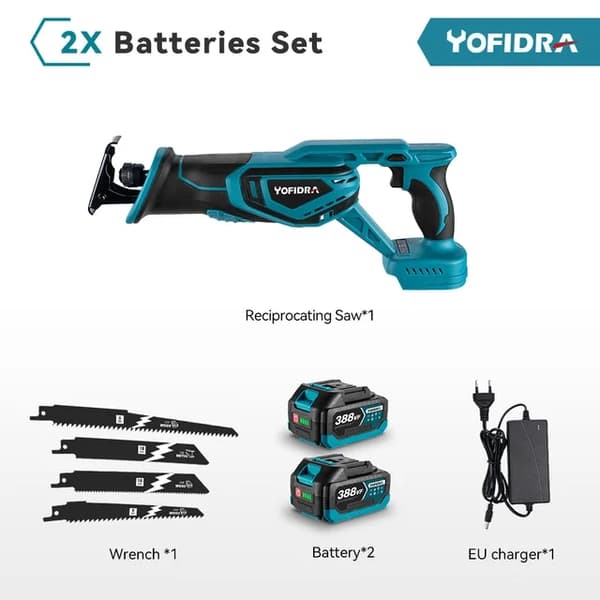 Gungsåg, 3000W Effekt, Borstlös Motor, 1 Batteri EU-kontakt, EU