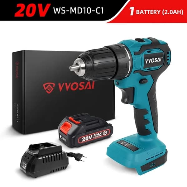 Elektrisk borr, borstlös motor, 21+1 vridmoment, WS-MD10-C2