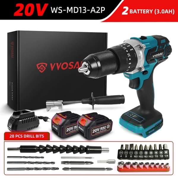 Sähköporakone, harjaton moottori, 115NM vääntömomentti, WS-MD13-C2P