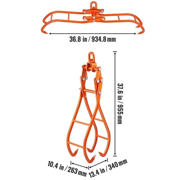 Log Skidding Tongs, Heavy Duty Steel, Læsningsevne, 18in 2 Claw