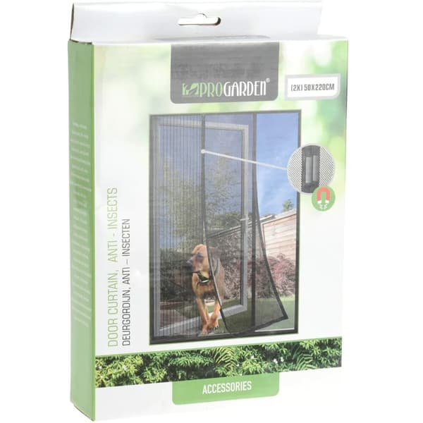 Myggenet Progarden 2 Dele Døre Glasfiber Sort - Effektivt insektnet til døre, 50 x 220 cm, sort farve. Beskyttelse mod myg og insekter.