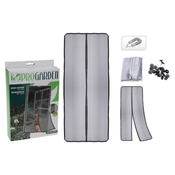 Myggenet Progarden 2 Dele Døre Glasfiber Sort - Effektivt insektnet til døre, 50 x 220 cm, sort farve. Beskyttelse mod myg og insekter.