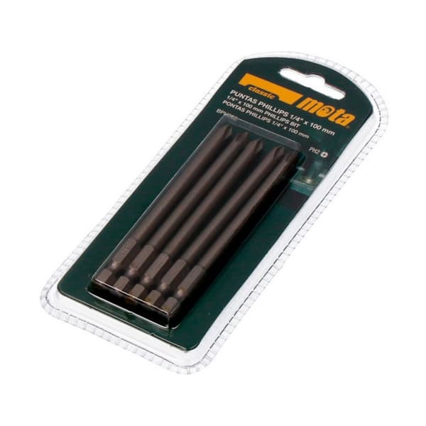 Bitsats Mota bph290 PH2 100 mm Phillips Skruetrækker - Kvalitetsbits til Phillips-skruer, 100 mm lang. Mota bph290 PH2.