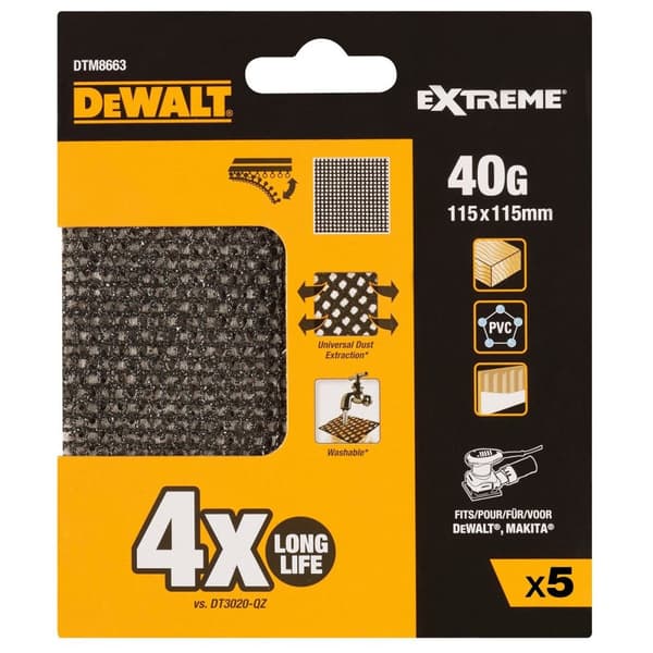 Dewalt 40 g Excentersliber 5-pakke Slipskiver - Høj kvalitet slibemateriale til effektiv slibning. Perfekt til dit projekt.