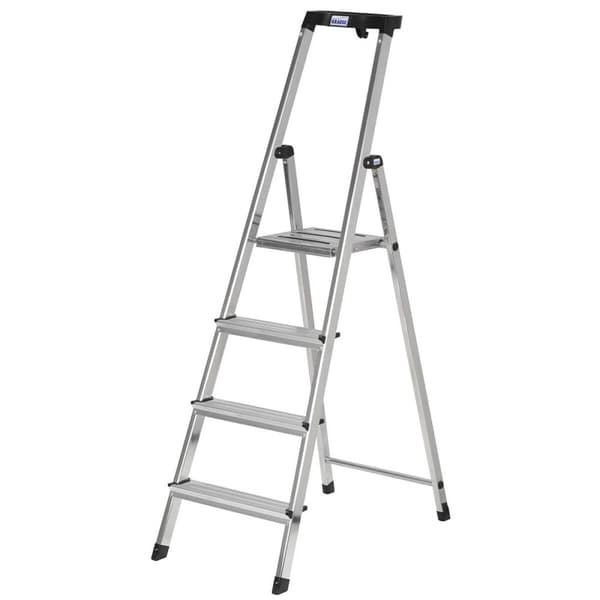Hopfällbar Stege, 4 St Steg Krause 126320 Svart/Silvrig Aluminium - Praktisk och hållbar trappstege för hemmet.