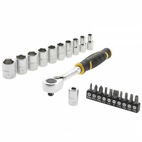 STANLEY NYCKELSET 21 st. 1/2" SOCKETS + BITS