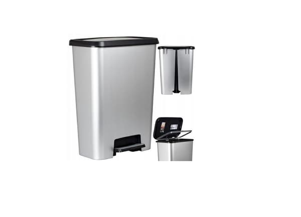 CURVER roskakori, jossa poljin 50L / IML METALLISOITU