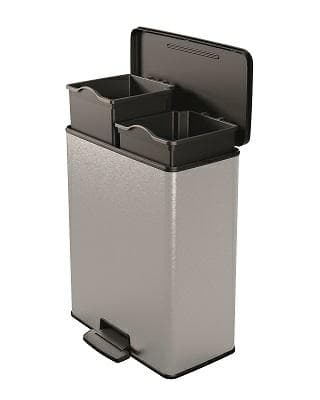 CURVER AVFALLSKONTOR MED PEDAL 26L+26L /IML METALLISERAD