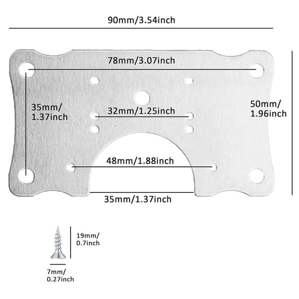 Reparationsplatta för gångjärn 90x50mm 10-pack