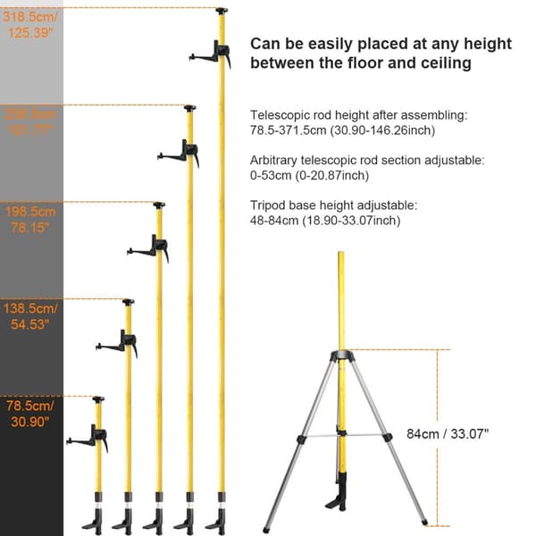 Laser Tripod Teleskopstang, Justerbar Højde, Universel Kompatibilitet, LP36A